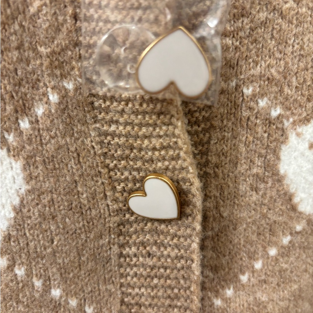 NWT Cynthia Rowley Heart Argyle Patterned Camel Brown Sweater - S - Picture 4 of 7